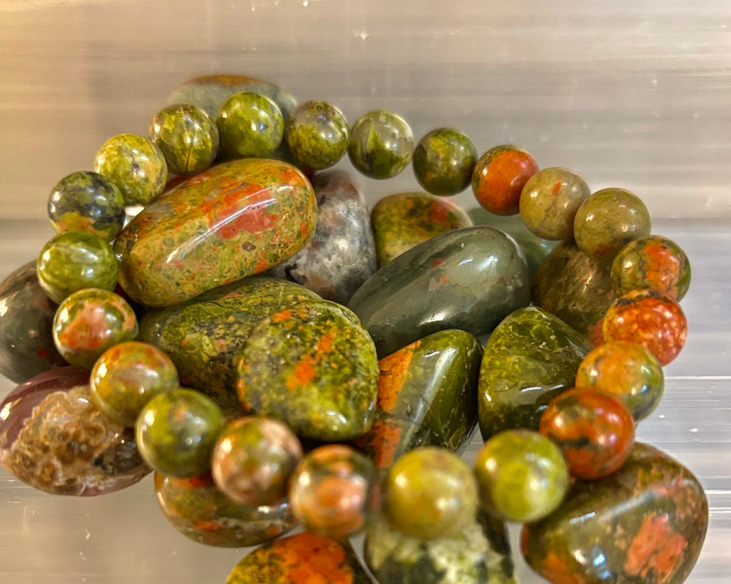 Unakite Heart Balance Bracelet – 8mm Reiki-Infused Healing & Harmony Gemstone (Medium Fit)