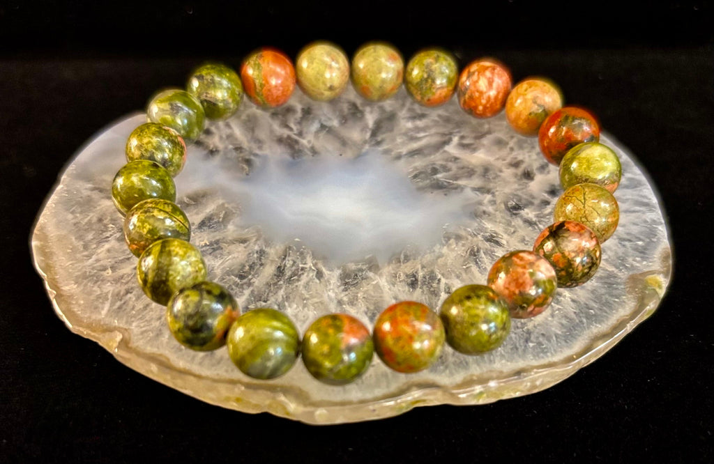 Unakite Heart Balance Bracelet – 8mm Reiki-Infused Healing & Harmony Gemstone (Medium Fit)