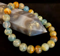 Aquatine Lemurian Calcite Bracelet (8mm) – Emotional Healing, Intuition & Inner Peace | Reiki-Infused Crystal Bracelet for Medium Wrists