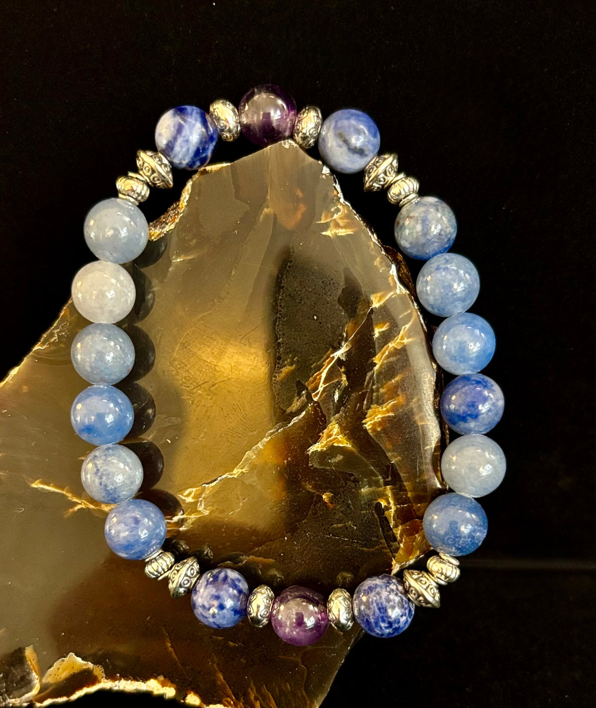 Anxiety Support Intention Bracelet – Blue Aventurine, Sodalite & Amethyst | 8mm Gemstones