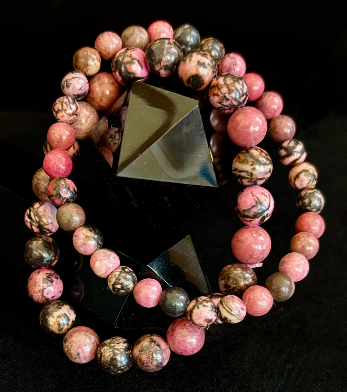 Natural Rhodonite Stone Bead Bracelet – Emotional Healing & Love Energy
