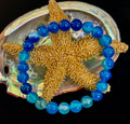 Reiki-Infused Ocean Energy Blue Agate Bracelet for Peaceful Communication, Calm Clarity & Emotional Balance (8mm)