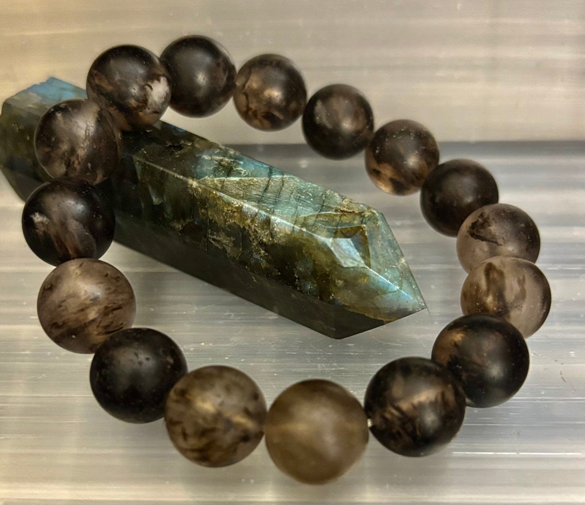 Watermelon Black Matte Stretch Stone Bracelet – 12mm Bold Beads | Grounding Energy & Fierce Style