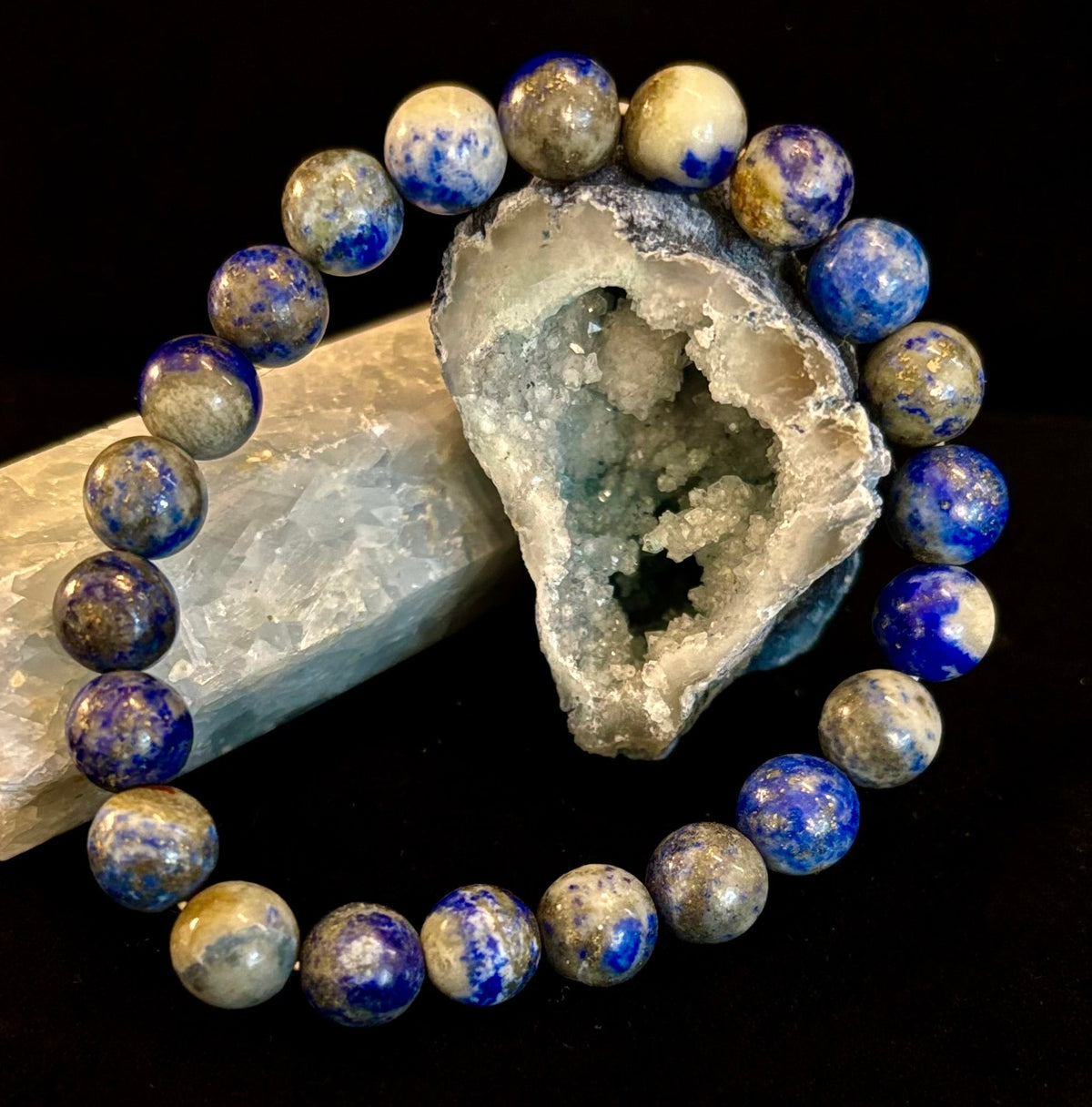 Reiki-Infused Natural Lapis Lazuli Bracelet for Truth, Inner Wisdom & Mindful Focus (8mm, 10mm & 12mm)