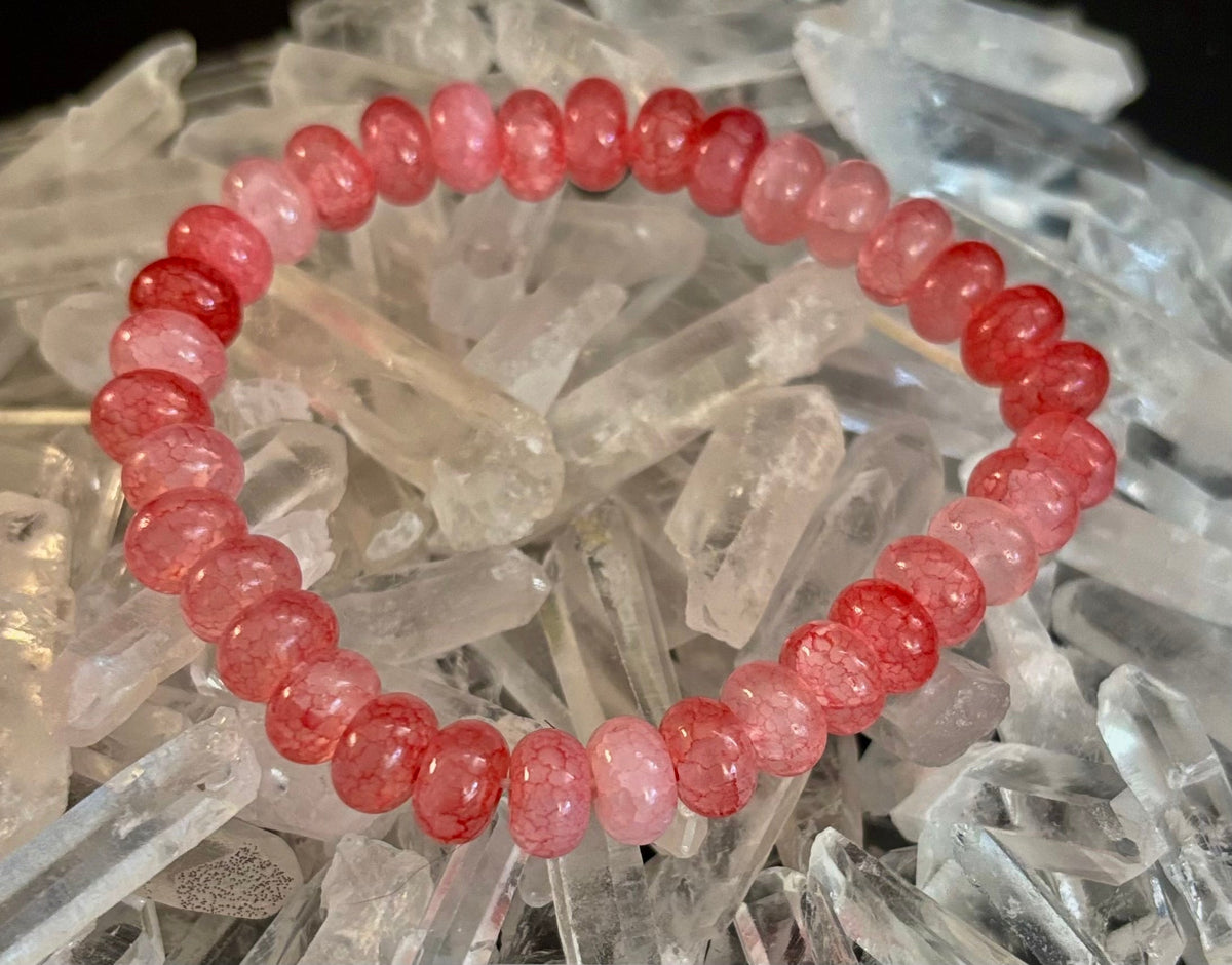 Pink Agate Rondelle Bracelet – Self-Love & Emotional Healing | Medium Wrists