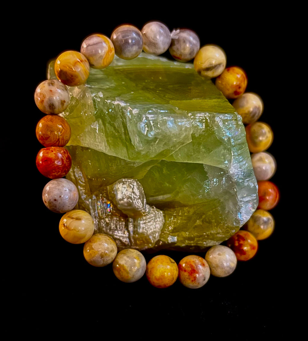 Crazy Lace Jasper Bracelet – 8mm Beads for Joy, Laughter, Support (Medium Wrists)