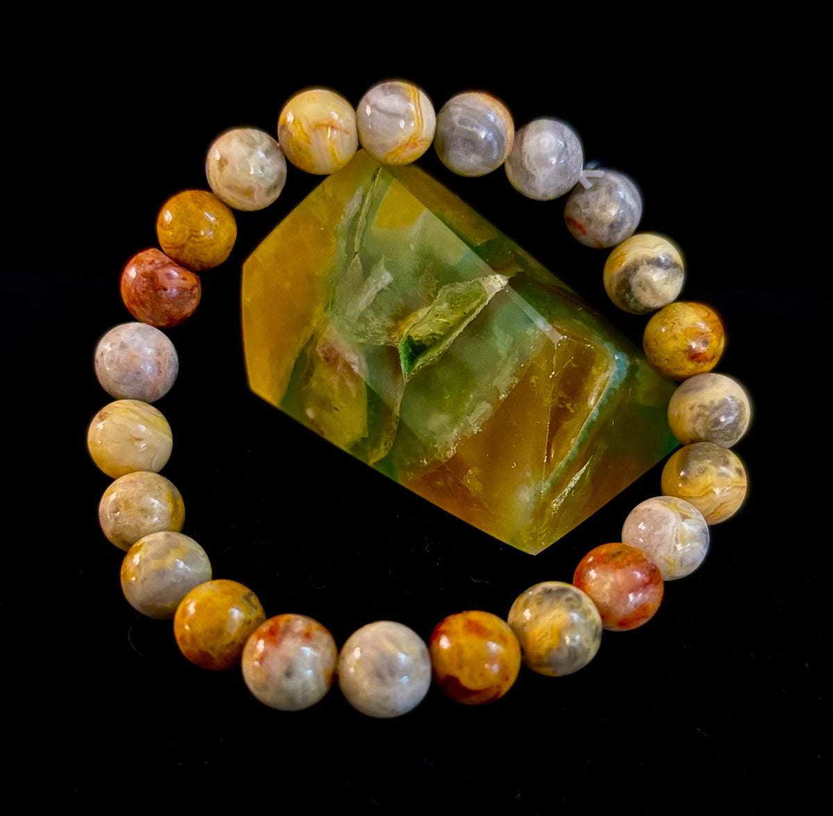 Crazy Lace Jasper Bracelet – 8mm Beads for Joy, Laughter, Support (Medium Wrists)