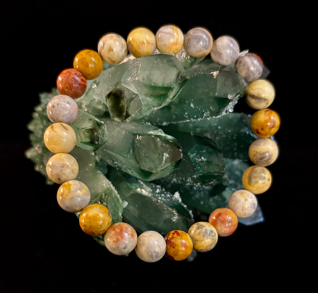 Crazy Lace Jasper Bracelet – 8mm Beads for Joy, Laughter, Support (Medium Wrists)