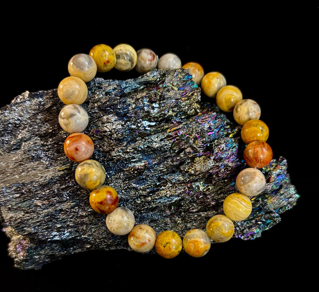 Crazy Lace Jasper Bracelet – 8mm Beads for Joy, Laughter, Support (Medium Wrists)
