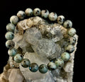 Reiki-Infused Natural Sesame Kiwi Jasper Bracelet for Joy, Nurturing Balance & Emotional Strength (8mm)