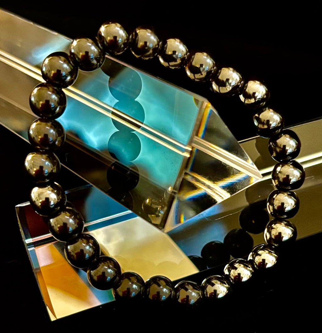 Magnetic Black Beaded Bracelet – Medium Wrists - Unisex