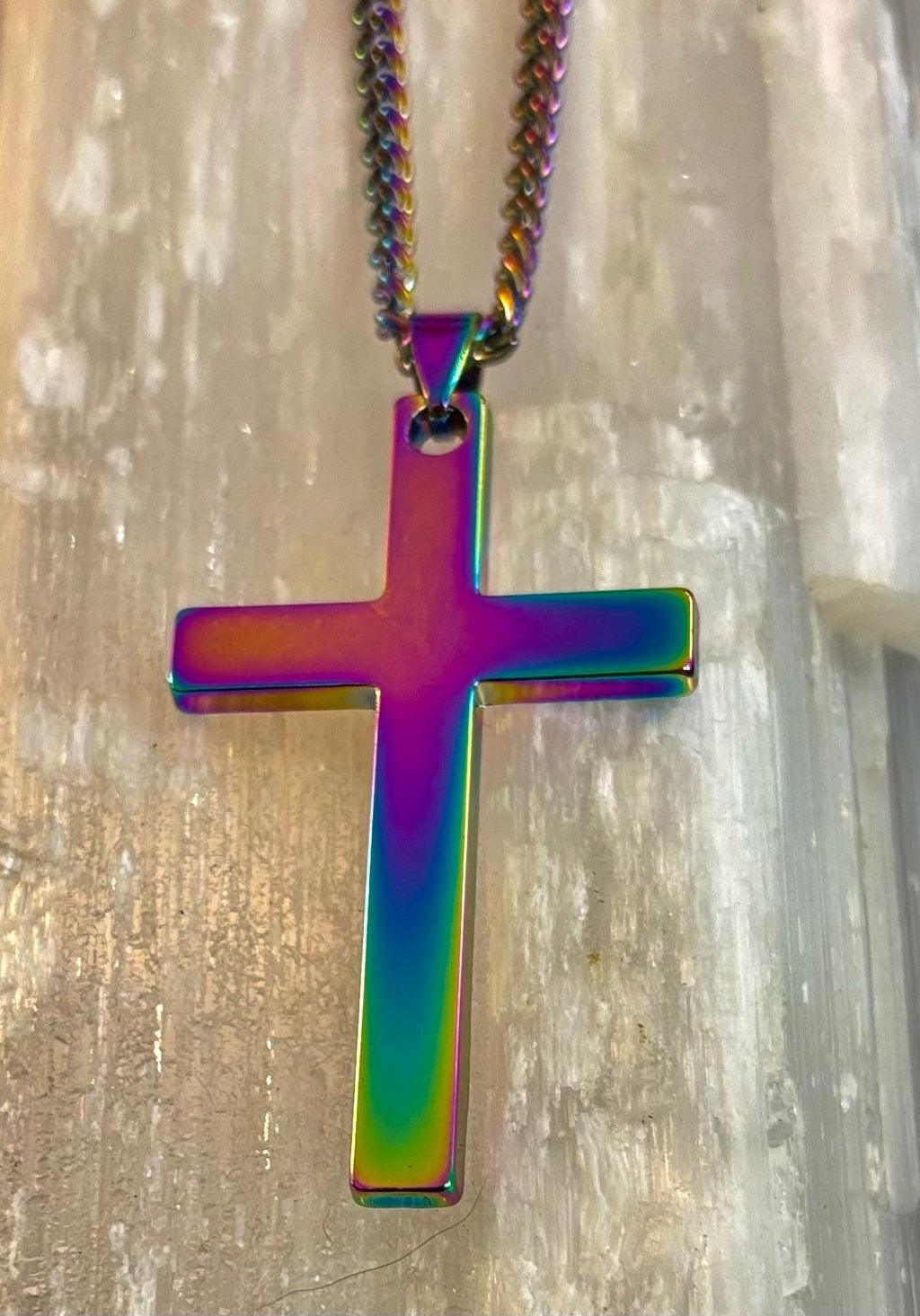 Rainbow Cross Pendant with 22" Chain