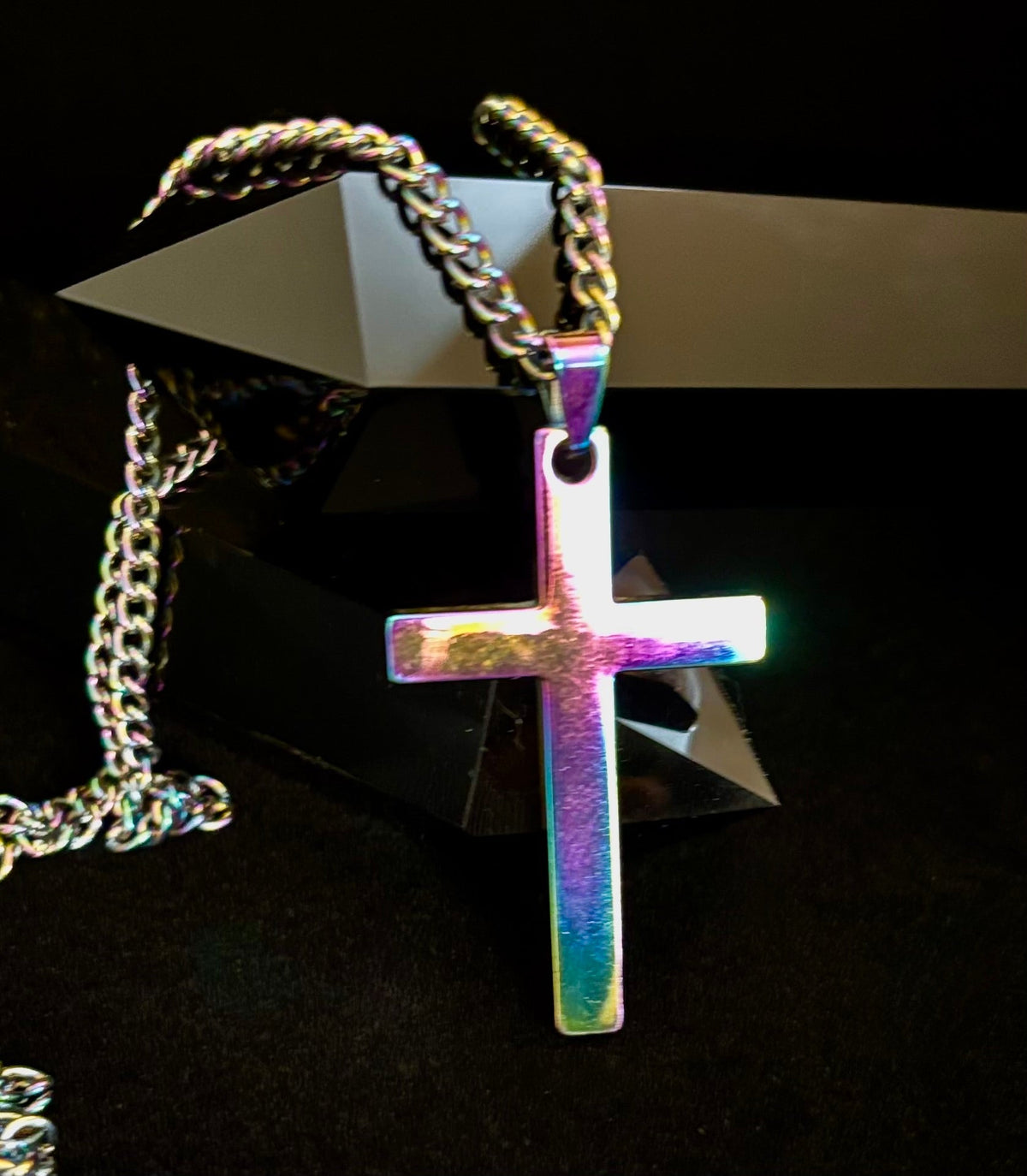 Rainbow Cross Pendant with 22" Chain