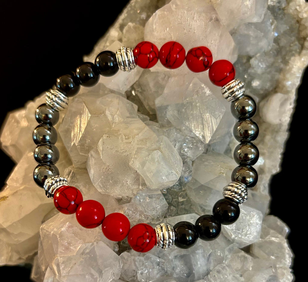 Natural Stone Beaded Bracelet – 8mm Retro Unisex Design for Large Wrists