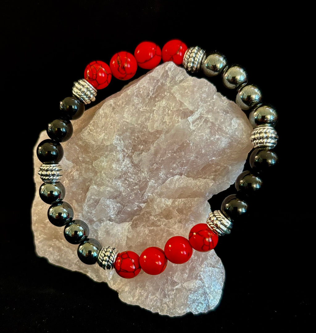Natural Stone Beaded Bracelet – 8mm Retro Unisex Design for Large Wrists