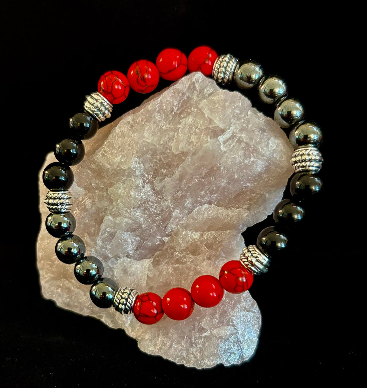 Natural Stone Beaded Bracelet – 8mm Retro Unisex Design for Large Wrists