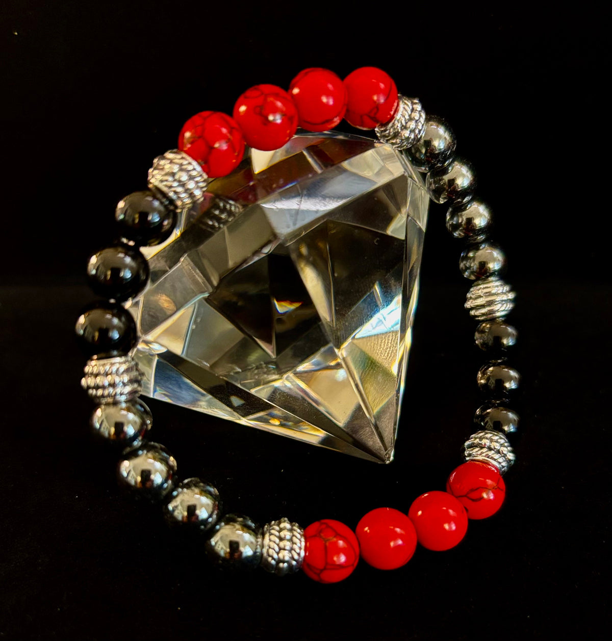 Natural Stone Beaded Bracelet – 8mm Retro Unisex Design for Large Wrists