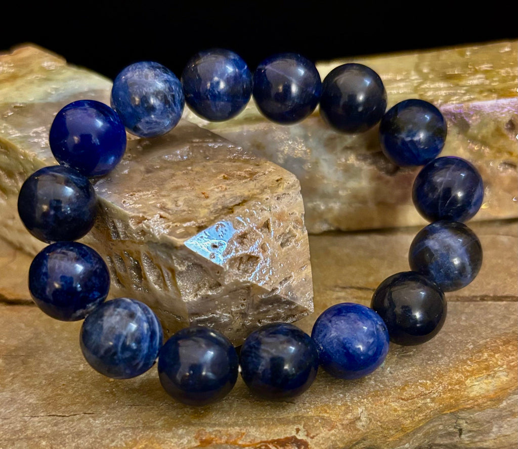 Reiki-Infused Natural Sodalite Bracelet for Intuition, Truthful Communication & Mental Clarity (8mm & 12mm)