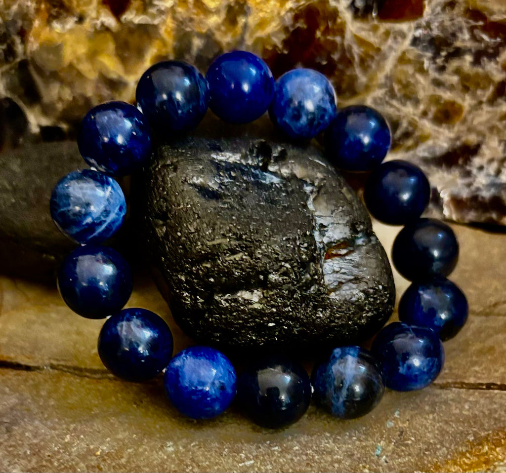Reiki-Infused Natural Sodalite Bracelet for Intuition, Truthful Communication & Mental Clarity (8mm & 12mm)