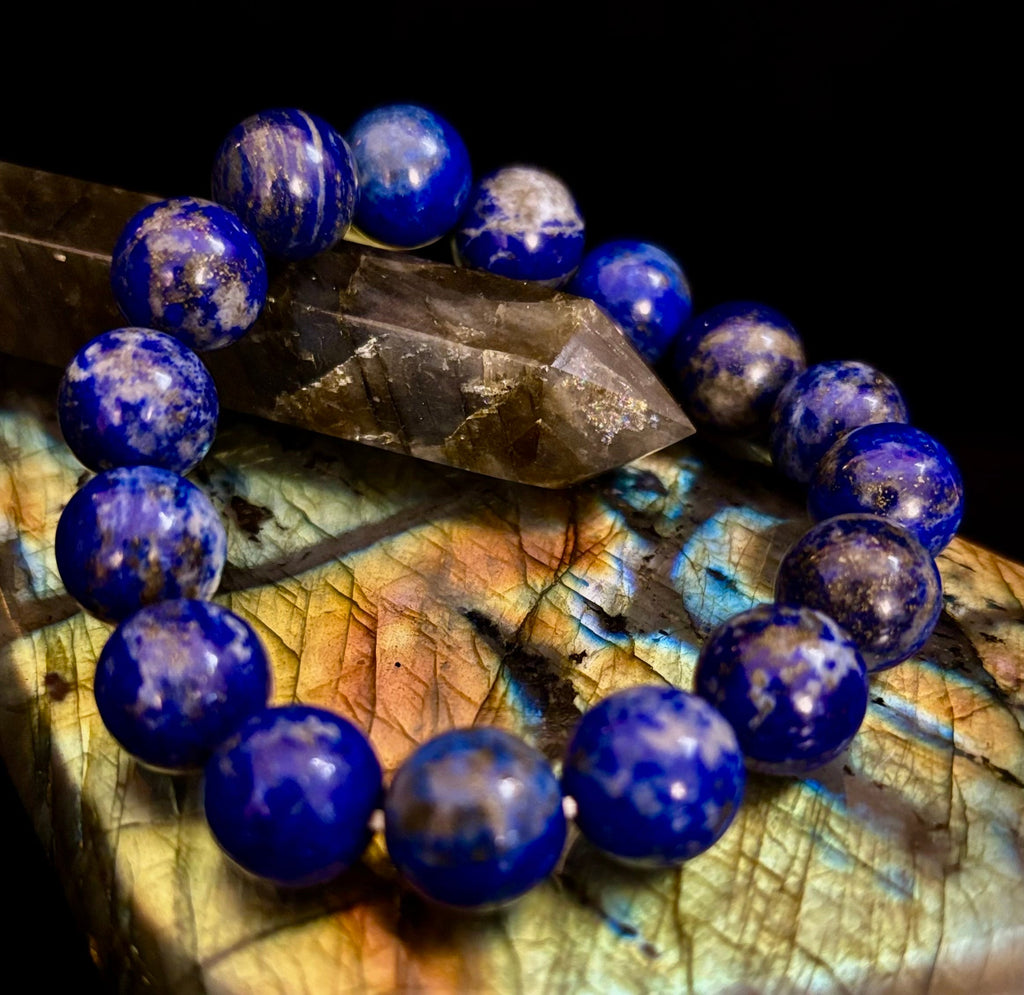 Reiki-Infused Natural Lapis Lazuli Bracelet for Truth, Inner Wisdom & Mindful Focus (8mm, 10mm & 12mm)