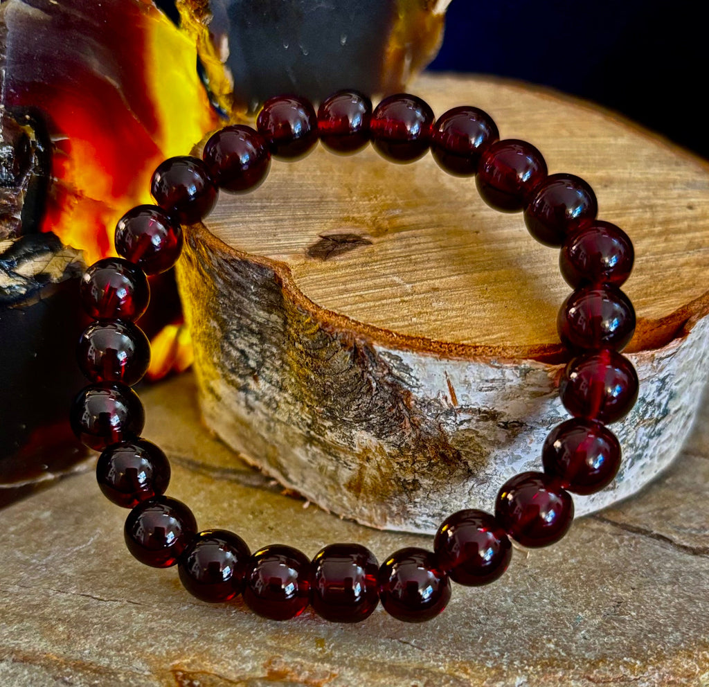 Reiki-Infused Natural Garnet Wishing Bracelet for Manifestation, Passion & Root Chakra Grounding (8mm)