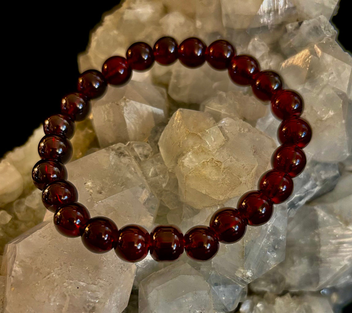 Reiki-Infused Natural Garnet Wishing Bracelet for Manifestation, Passion & Root Chakra Grounding (8mm)