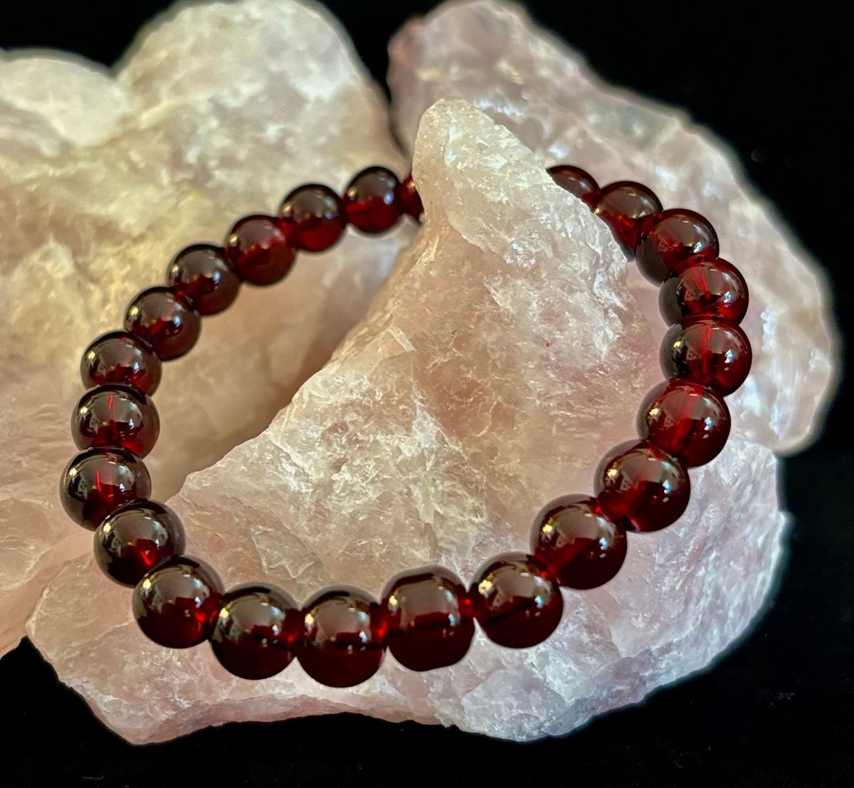 Reiki-Infused Natural Garnet Wishing Bracelet for Manifestation, Passion & Root Chakra Grounding (8mm)