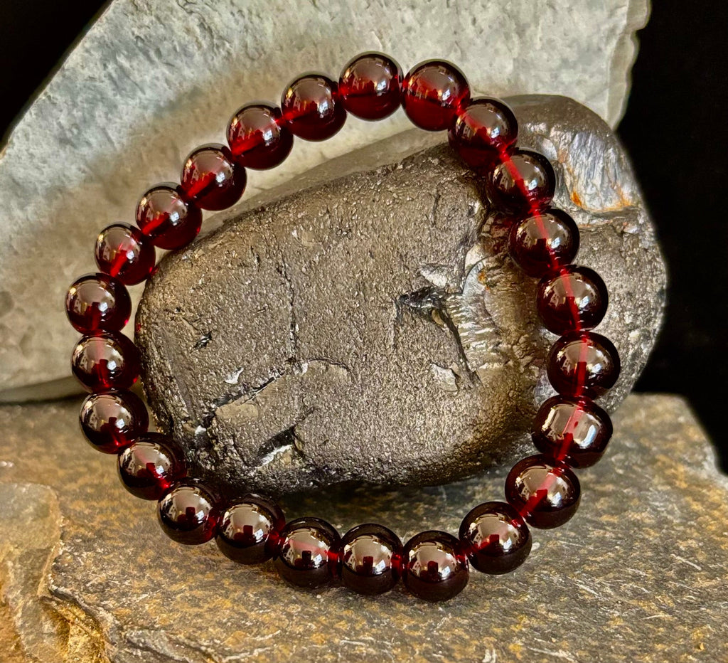 Reiki-Infused Natural Garnet Wishing Bracelet for Manifestation, Passion & Root Chakra Grounding (8mm)