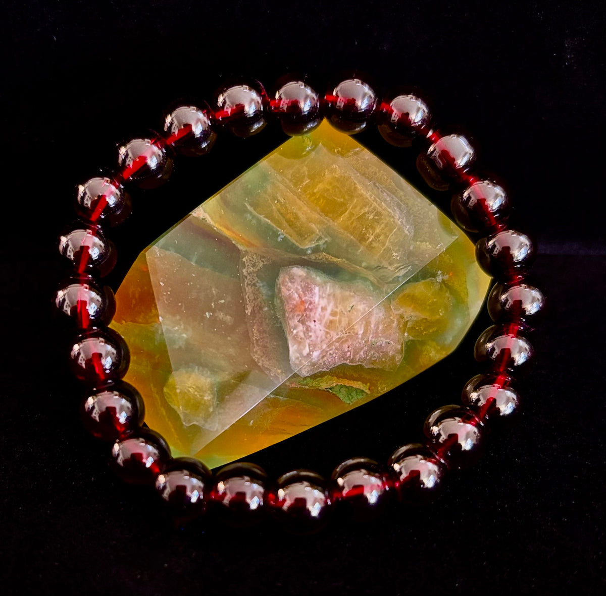 Reiki-Infused Natural Garnet Wishing Bracelet for Manifestation, Passion & Root Chakra Grounding (8mm)