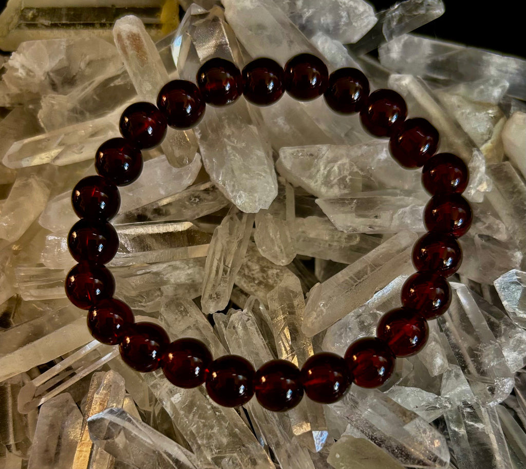 Reiki-Infused Natural Garnet Wishing Bracelet for Manifestation, Passion & Root Chakra Grounding (8mm)