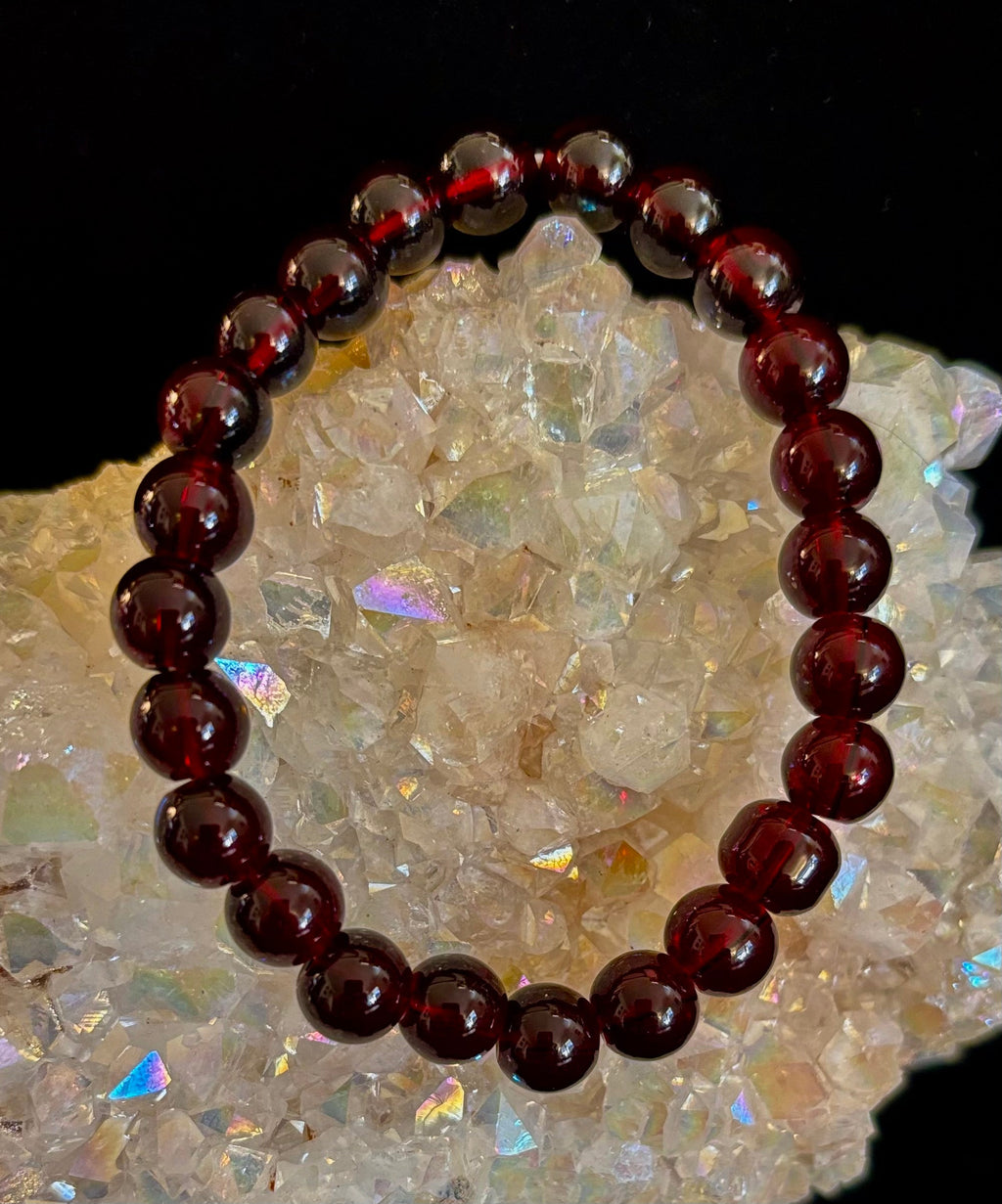 Reiki-Infused Natural Garnet Wishing Bracelet for Manifestation, Passion & Root Chakra Grounding (8mm)