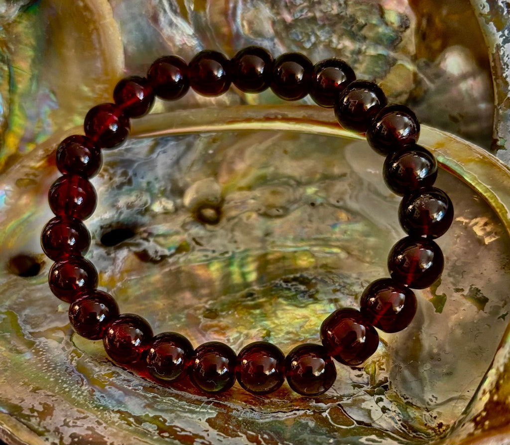 Reiki-Infused Natural Garnet Wishing Bracelet for Manifestation, Passion & Root Chakra Grounding (8mm)