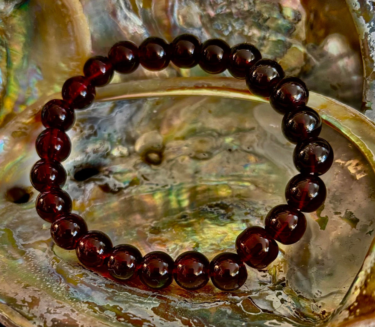 Reiki-Infused Natural Garnet Wishing Bracelet for Manifestation, Passion & Root Chakra Grounding (8mm)