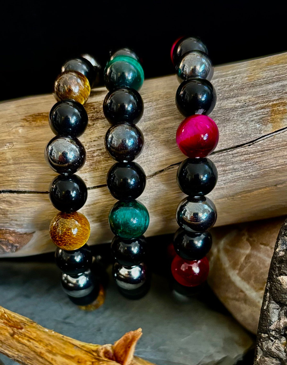 Protection Energy Bracelet | Black Obsidian, Hematite & Tiger's Eye Crystal Bracelet | Reiki-Infused Healing Jewelry