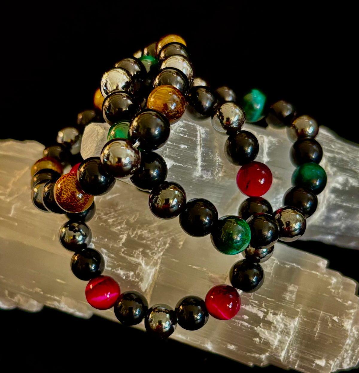 Protection Energy Bracelet | Black Obsidian, Hematite & Tiger's Eye Crystal Bracelet | Reiki-Infused Healing Jewelry