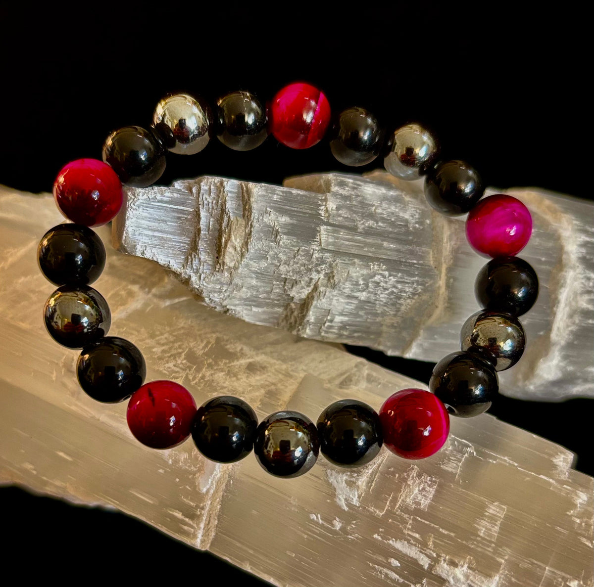 Protection Energy Bracelet | Black Obsidian, Hematite & Tiger's Eye Crystal Bracelet | Reiki-Infused Healing Jewelry