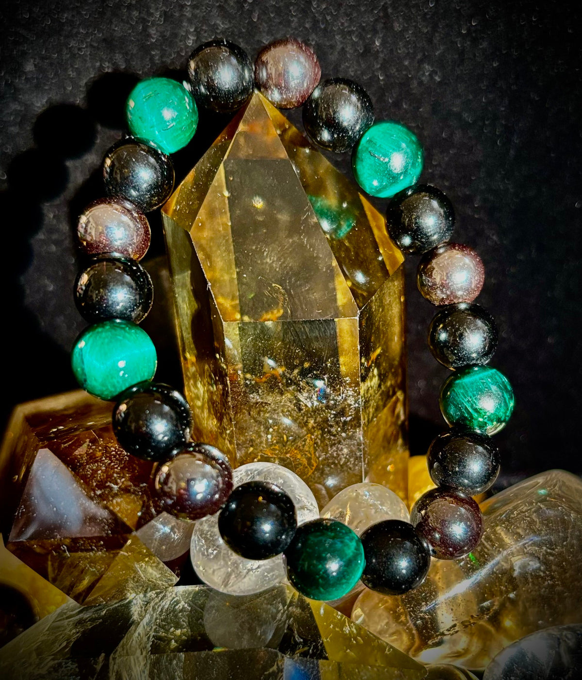 Protection Energy Bracelet | Black Obsidian, Hematite & Tiger's Eye Crystal Bracelet | Reiki-Infused Healing Jewelry