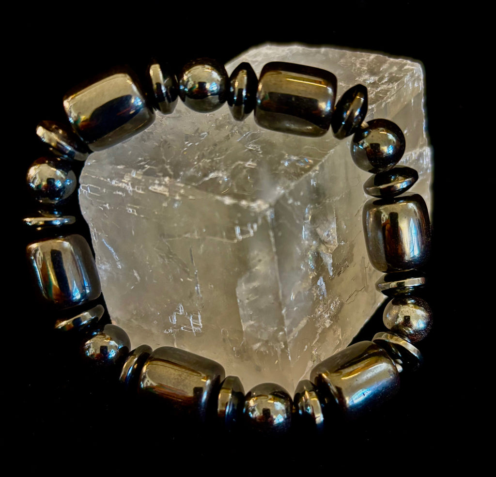 Power Play Bracelet | Geometric Healing Stone for Strength & Style (Large Wrists)