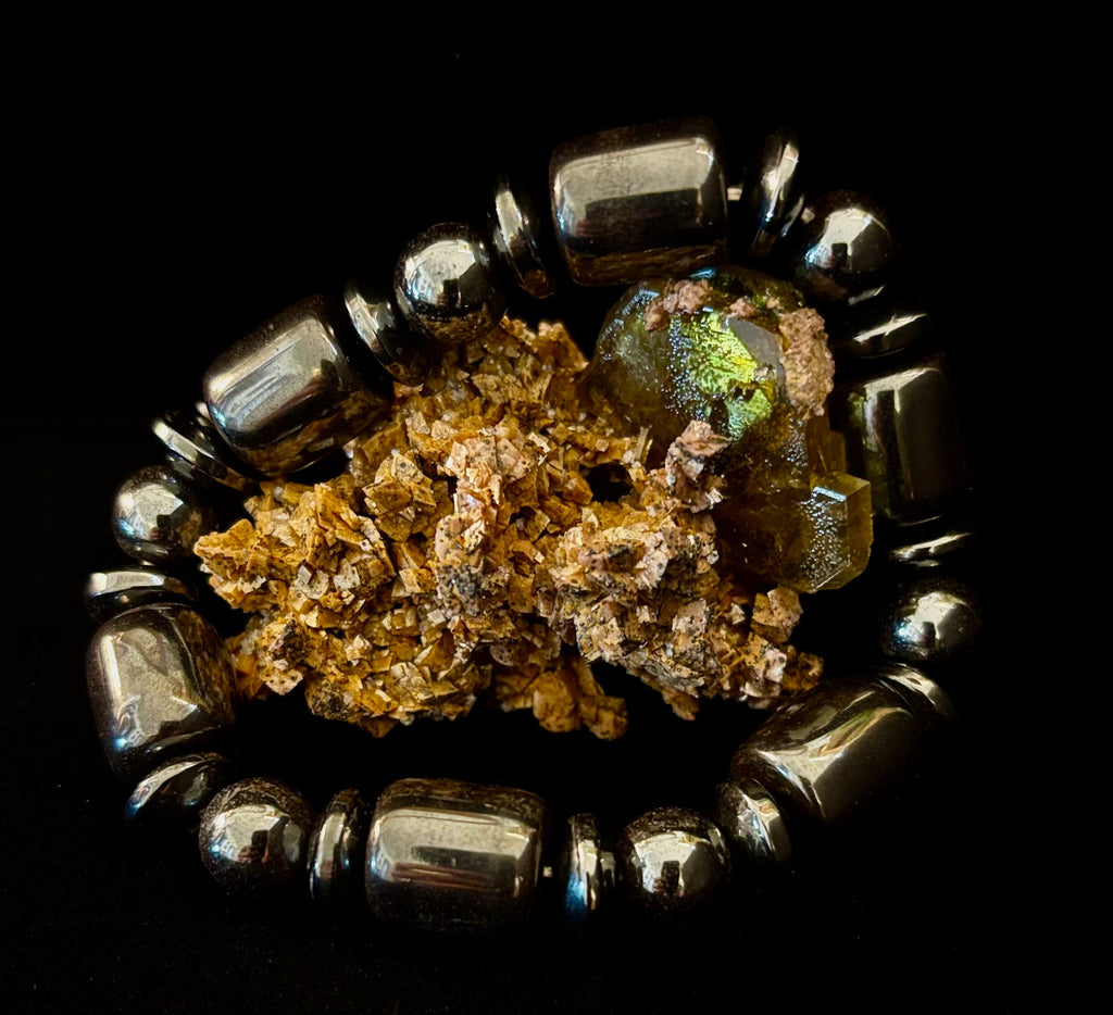 Power Play Bracelet | Geometric Healing Stone for Strength & Style (Large Wrists)