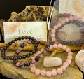 Intentions Bracelet Set with a Crystal – Love (Rose Quartz, Rhodonite & Garnet)