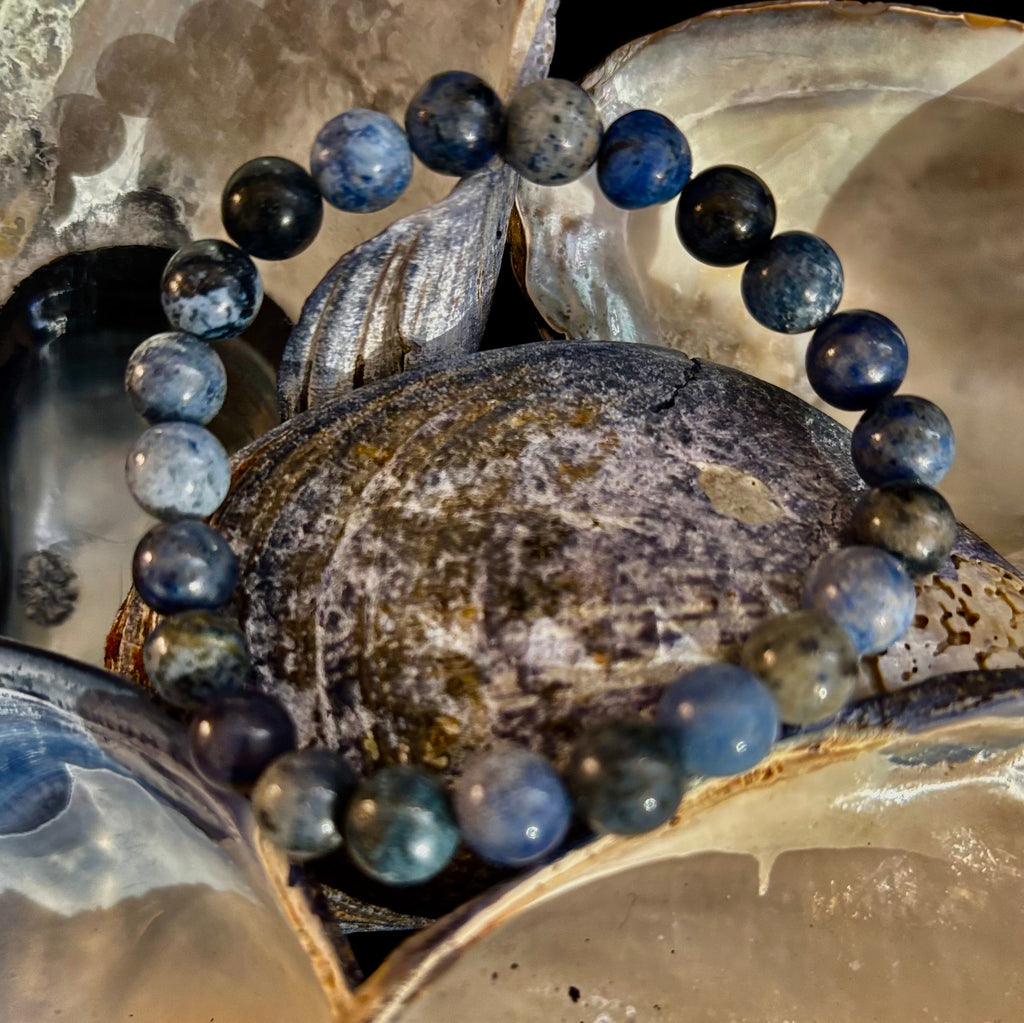 Dumortierite Natural Stone Bracelet | 8mm Blue Gemstone Beads for Focus & Inner Strength (Small to Medium Wrists)