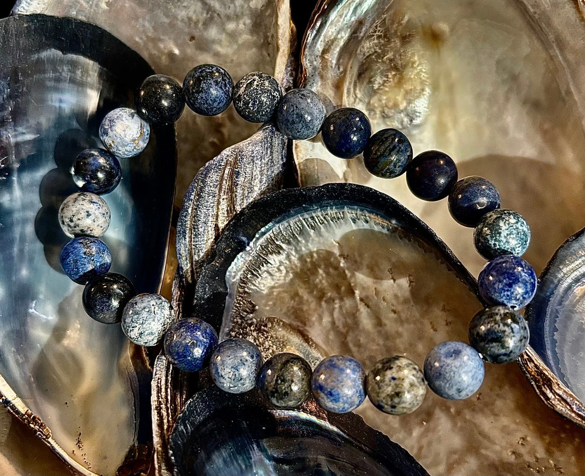 Dumortierite Natural Stone Bracelet | 8mm Blue Gemstone Beads for Focus & Inner Strength (Small to Medium Wrists)