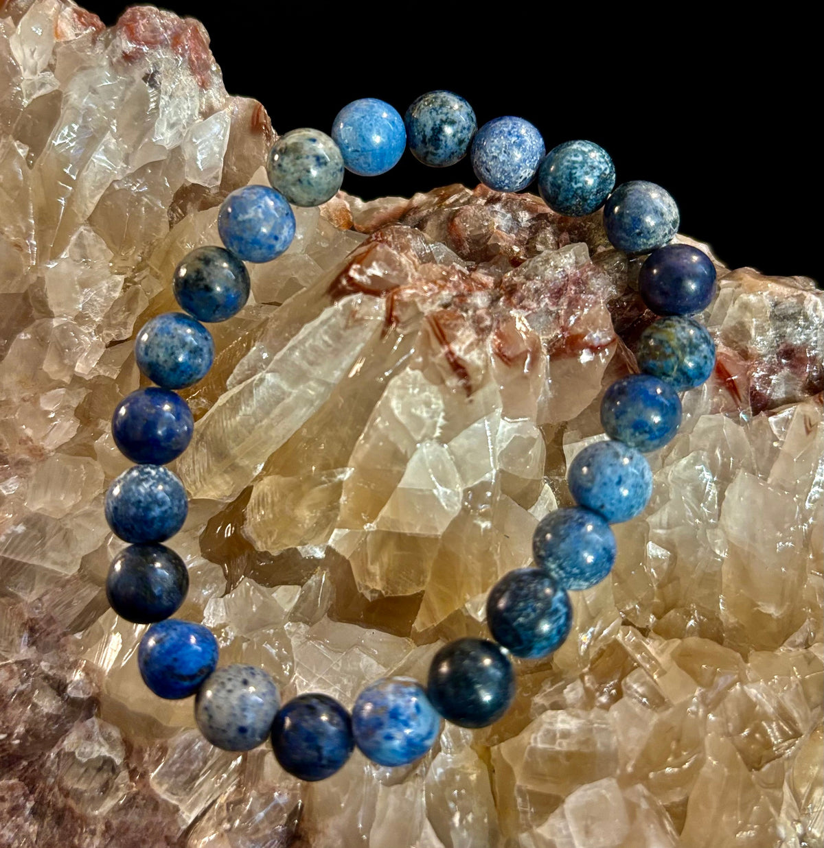 Dumortierite Natural Stone Bracelet | 8mm Blue Gemstone Beads for Focus & Inner Strength (Small to Medium Wrists)