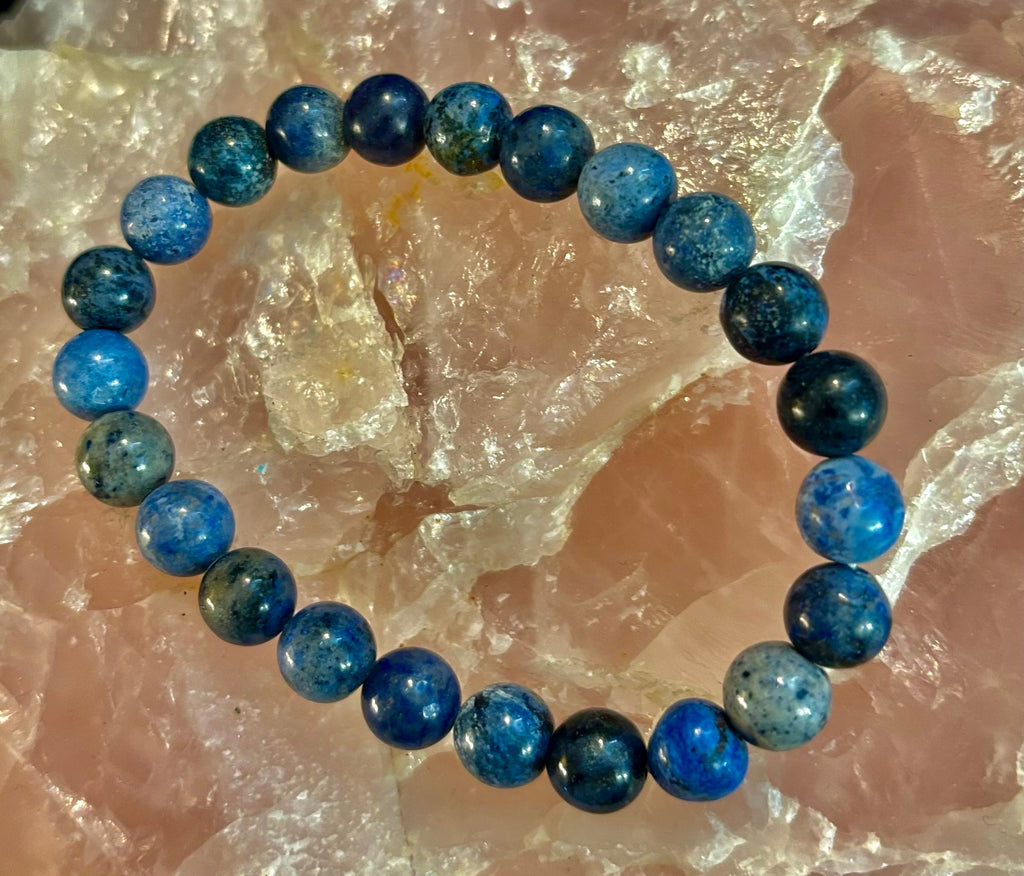 Dumortierite Natural Stone Bracelet | 8mm Blue Gemstone Beads for Focus & Inner Strength (Small to Medium Wrists)