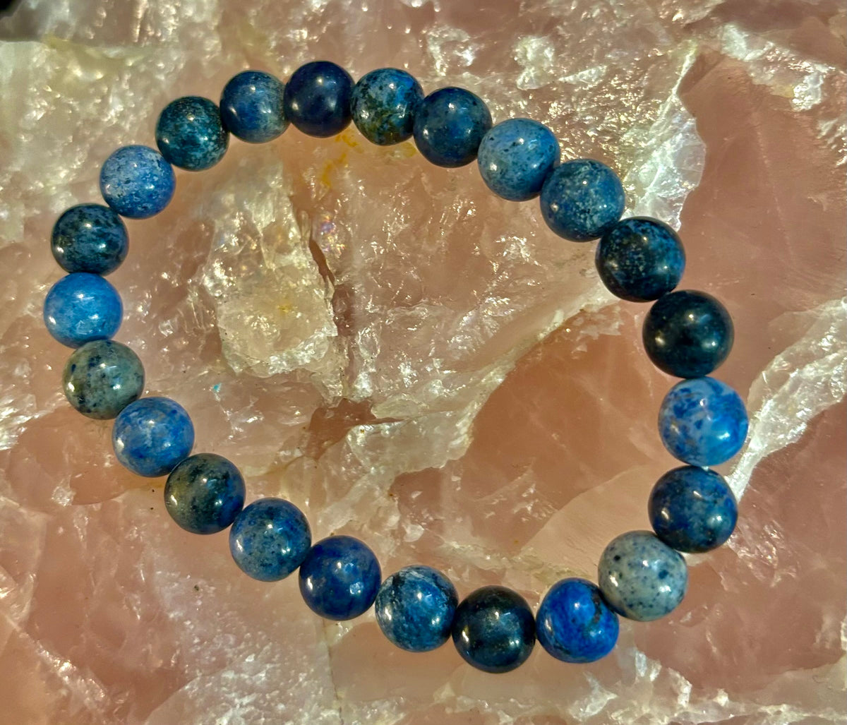 Dumortierite Natural Stone Bracelet | 8mm Blue Gemstone Beads for Focus & Inner Strength (Small to Medium Wrists)