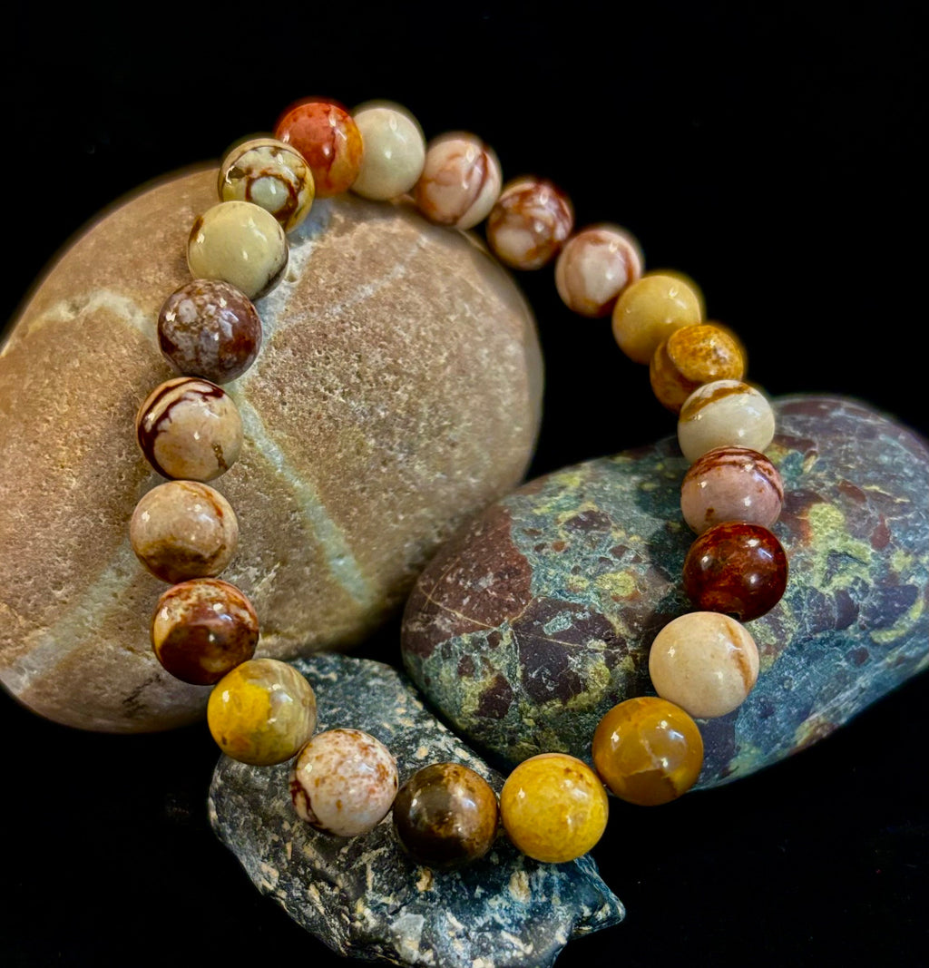 Peanut Jasper Natural Stone Bracelet | 8 mm Grounding Beads for Strength & Stability (Small to Medium Wrists)