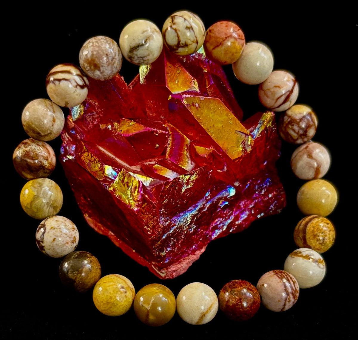 Peanut Jasper Natural Stone Bracelet | 8 mm Grounding Beads for Strength & Stability (Small to Medium Wrists)