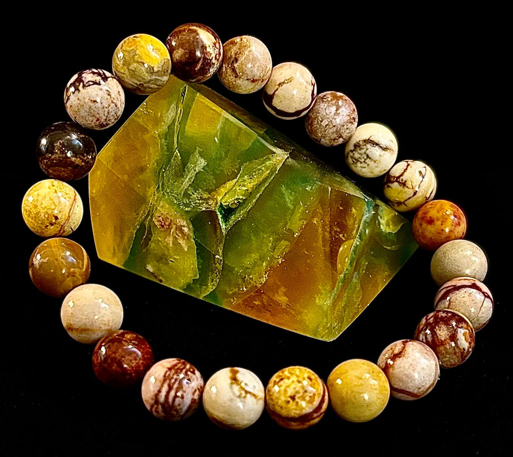 Peanut Jasper Natural Stone Bracelet | 8 mm Grounding Beads for Strength & Stability (Small to Medium Wrists)
