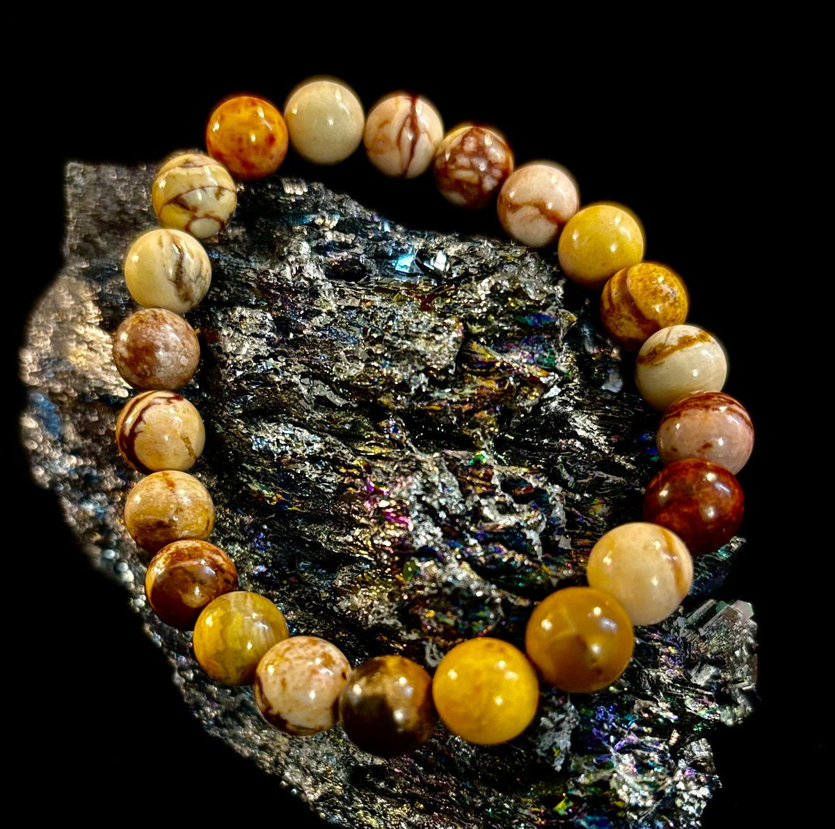 Peanut Jasper Natural Stone Bracelet | 8 mm Grounding Beads for Strength & Stability (Small to Medium Wrists)