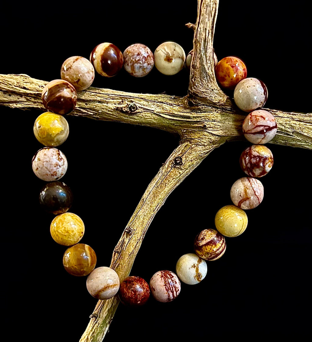 Peanut Jasper Natural Stone Bracelet | 8 mm Grounding Beads for Strength & Stability (Small to Medium Wrists)